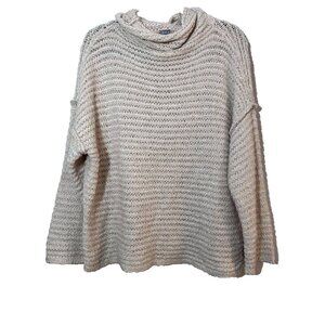 Aerie Loose Knit Cowl Neck Beige Sweater Women's M NWOT Lightweight